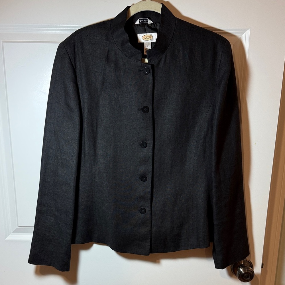 Talbots Mandarin Collar Black Shirt/Jacket